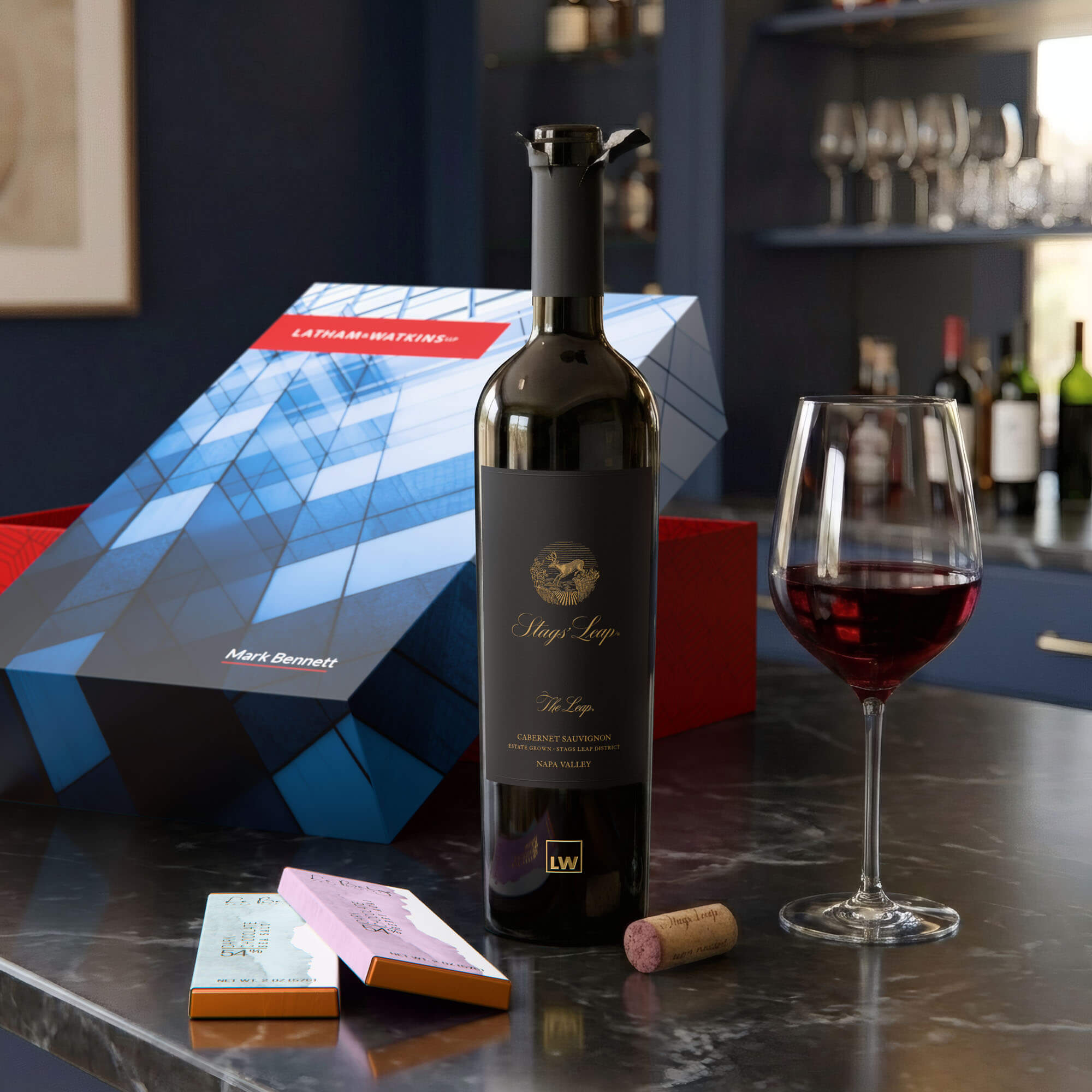 Stags' Leap The Leap Cab + LeBelge Chocolate Bars 0