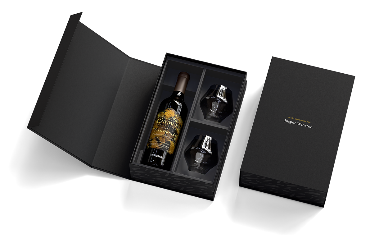 Caymus Cabernet Sauvignon California + Supremo Stemless Glasses