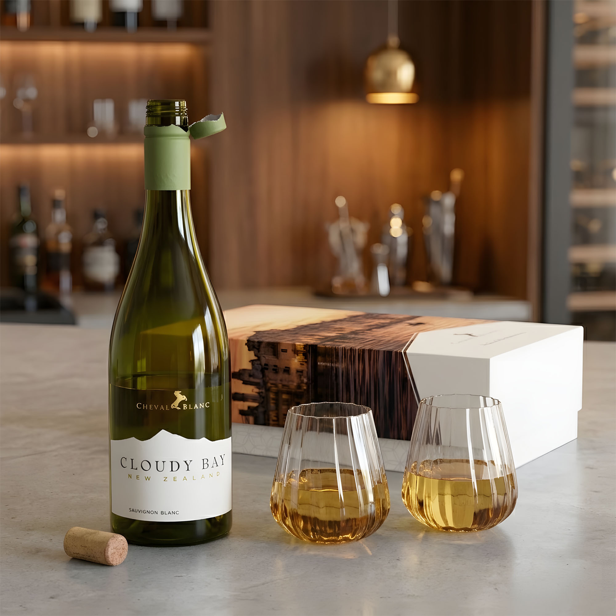 Cloudy Bay Sauvignon Blanc + Optica Stemless Glasses 0
