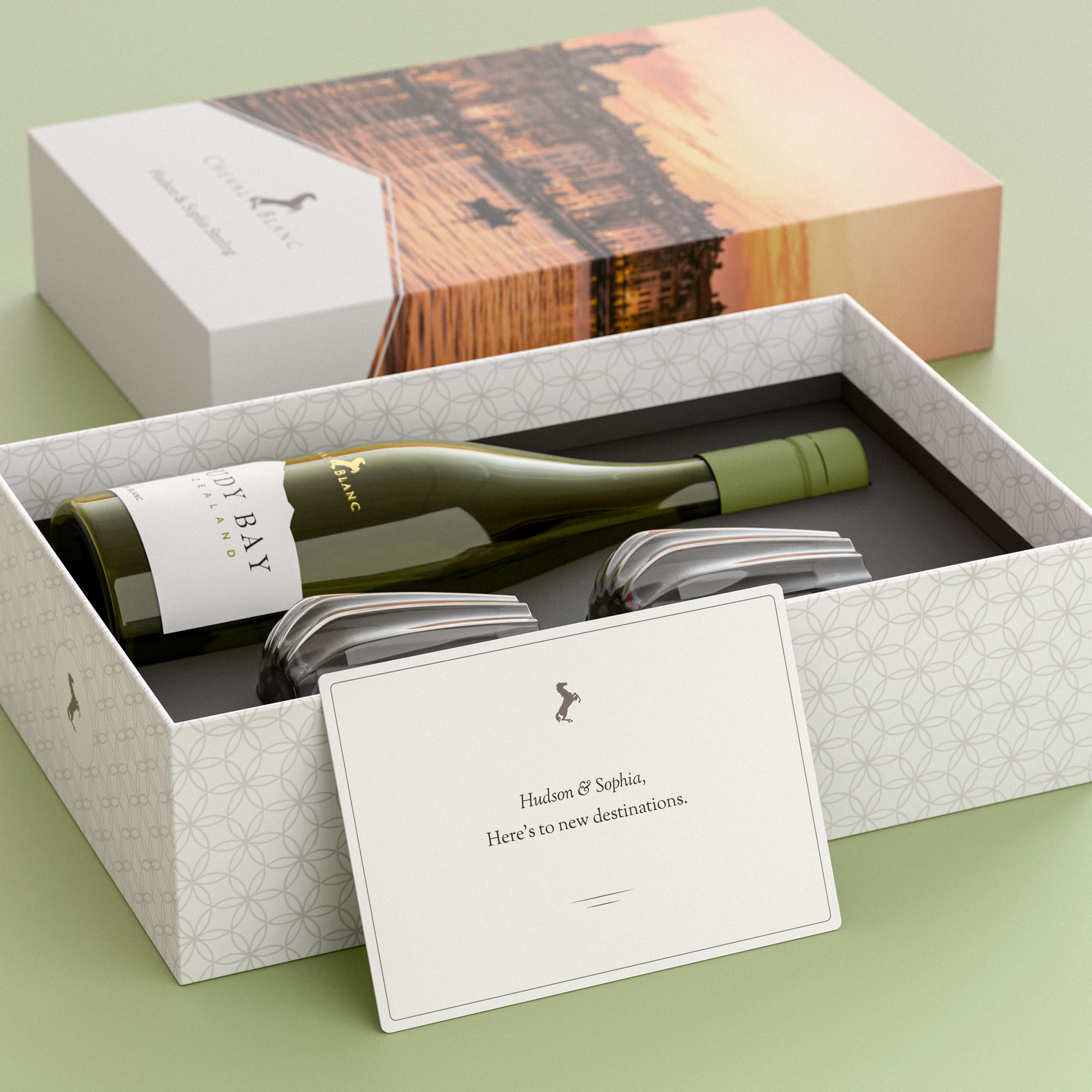 Cloudy Bay Sauvignon Blanc + Optica Stemless Glasses 1