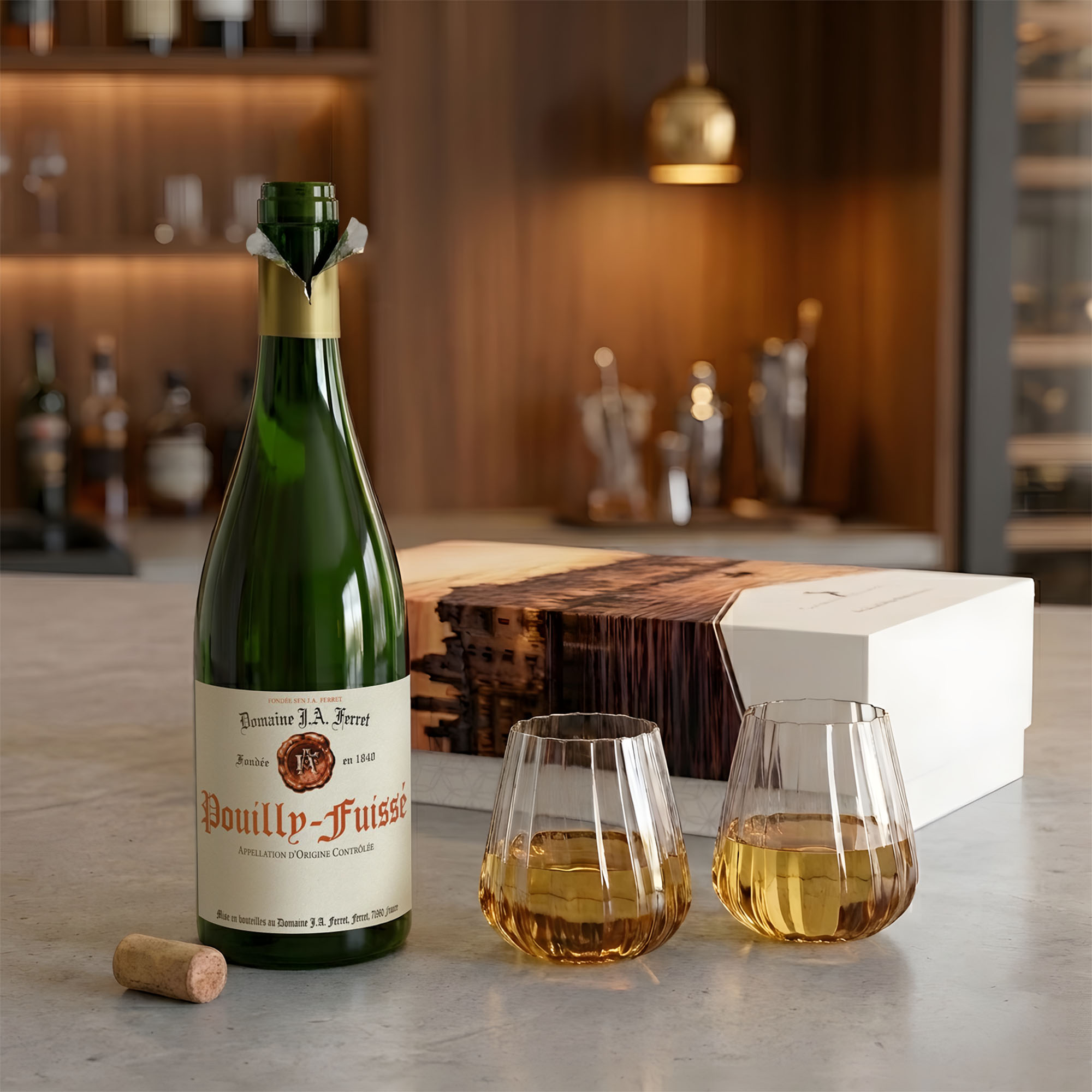 Domaine Ferret Pouilly-Fuisse + Optica Stemless Glasses 0
