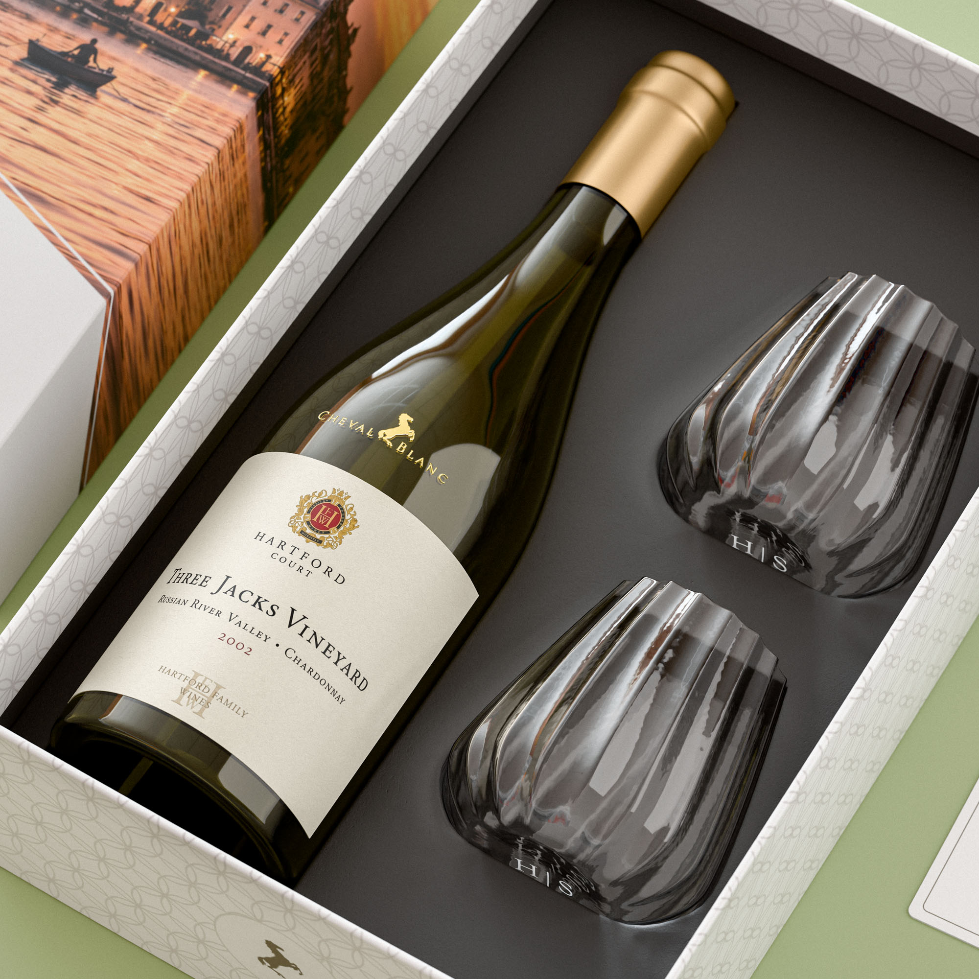 Hartford Court Chardonnay Three Jacks + Optica Stemless Glasses 2