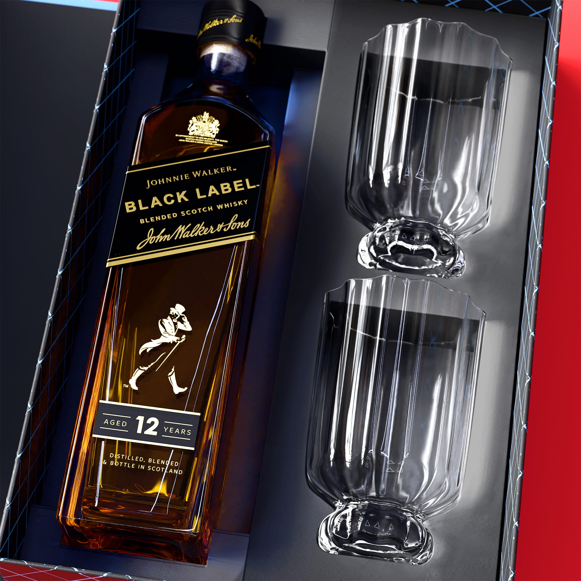 Johnnie Walker Black + Bormioli Florian Glasses 2