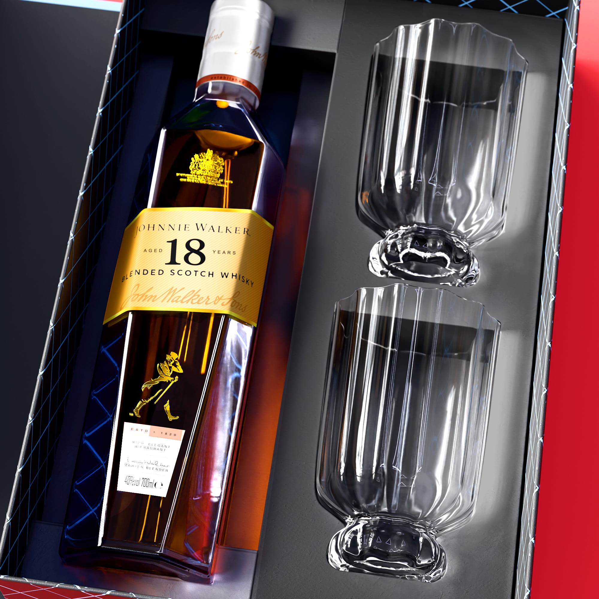 Johnnie Walker Gold 18YR+ Bormioli Florian Glasses 2