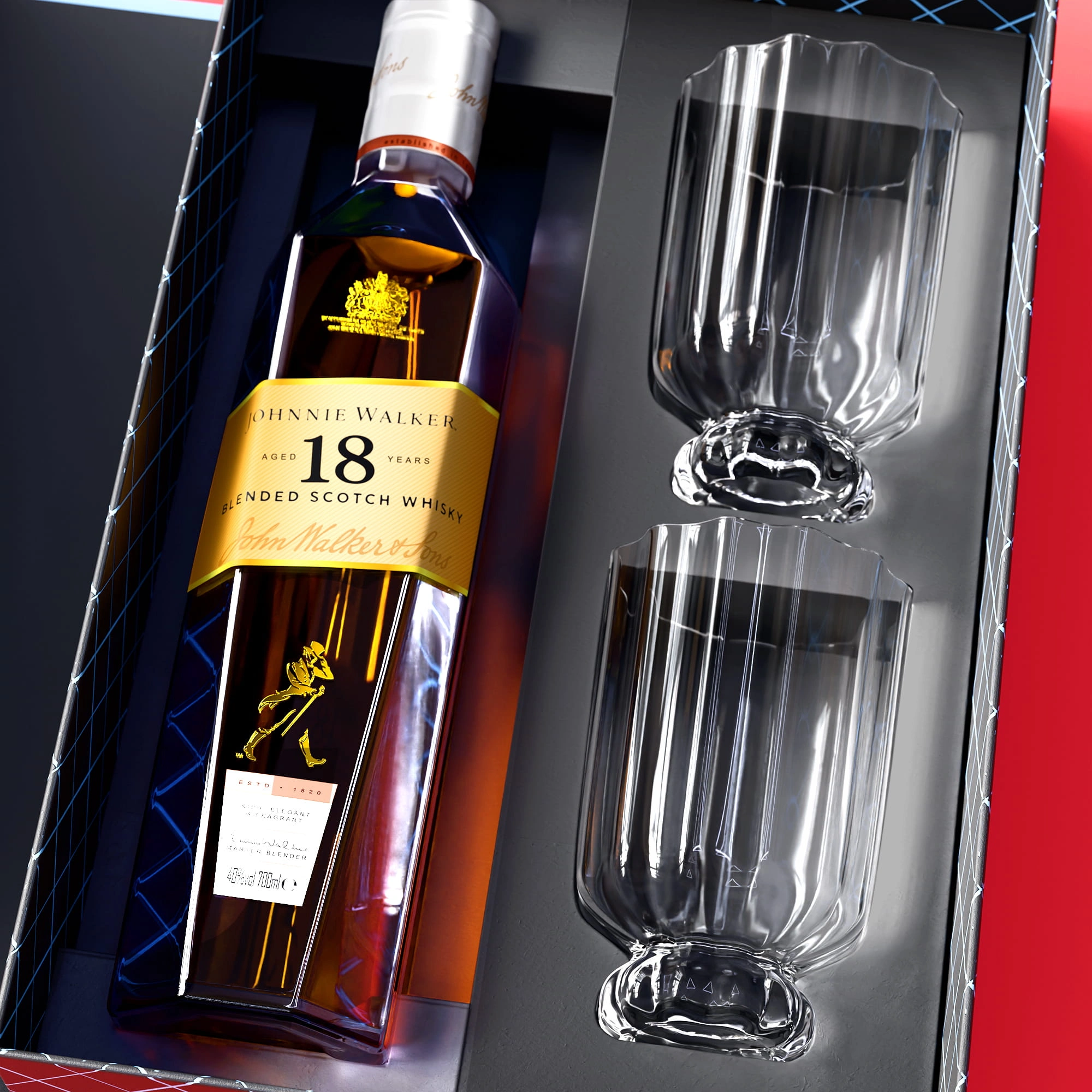 Johnnie Walker Gold 18YR+ Bormioli Florian Glasses