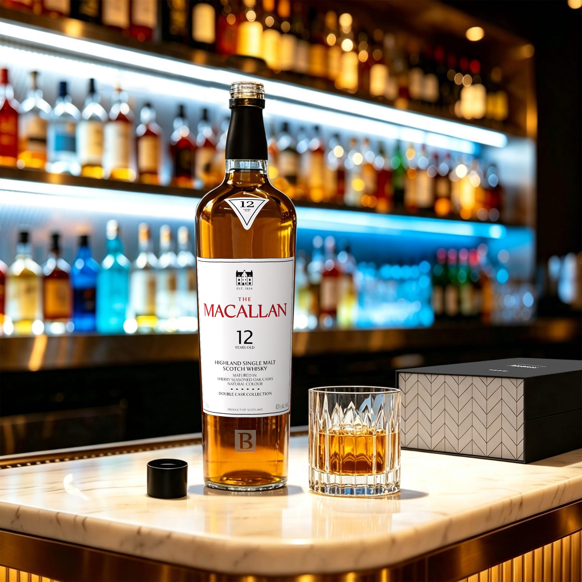 Macallan 12YR + Bormioli Bach Glasses + Cards 0