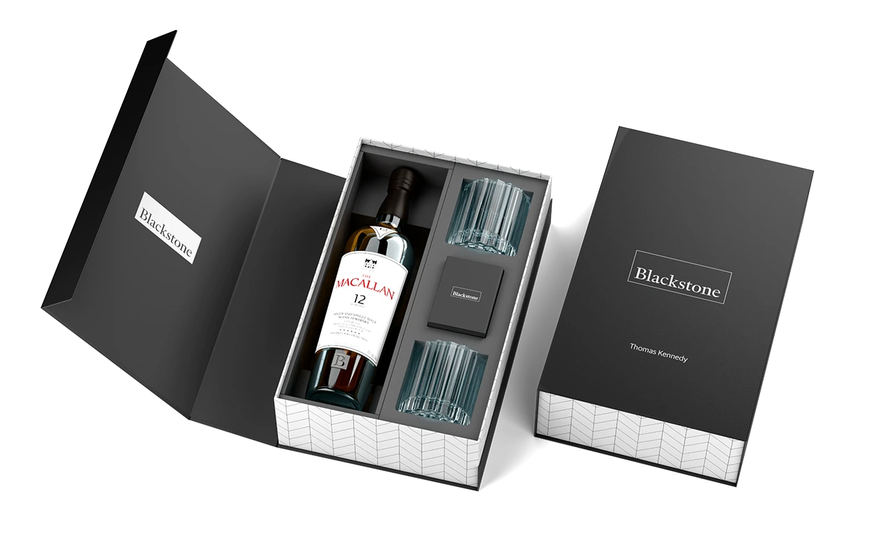 Macallan 12YR + Bormioli Bach Glasses + Cards