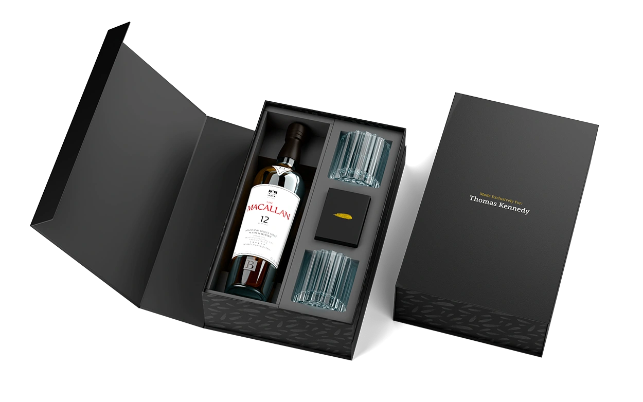 Macallan 12YR + Bormioli Bach Glasses + Cards