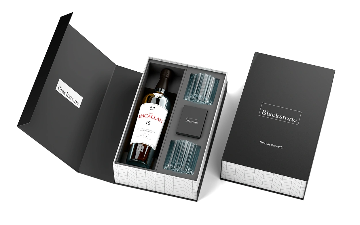 Macallan 15YR + Bormioli Bach Glasses + Cards