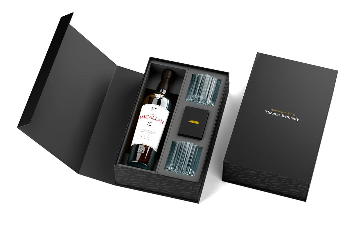 Macallan 15YR + Bormioli Bach Glasses + Cards
