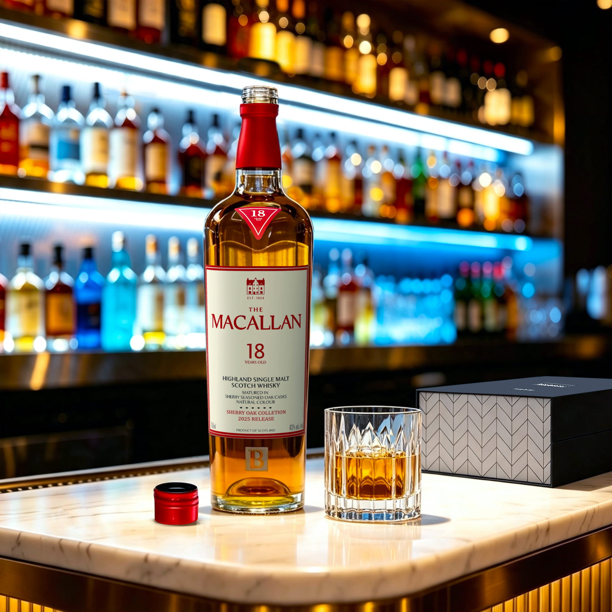 Macallan 18YR + Bormioli Bach Glasses + Cards 0
