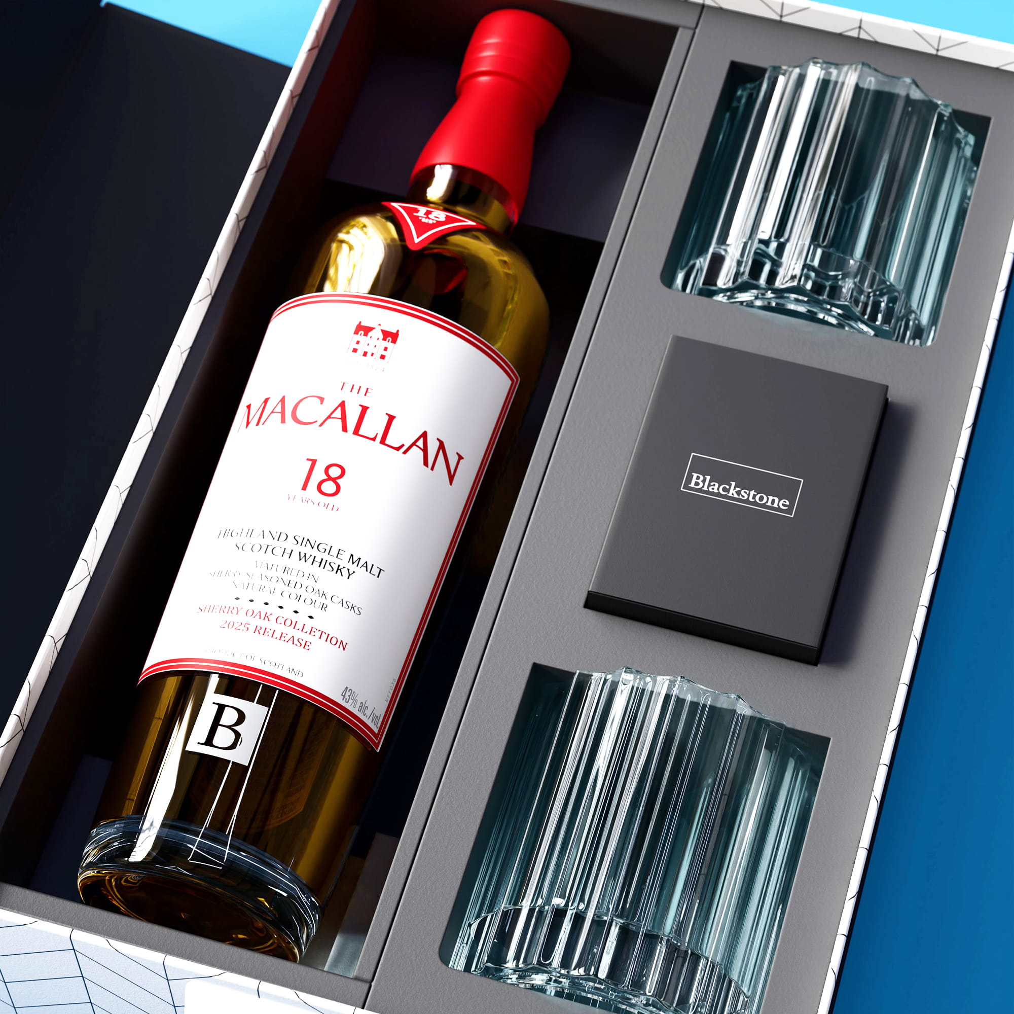 Macallan 18YR + Bormioli Bach Glasses + Cards 2