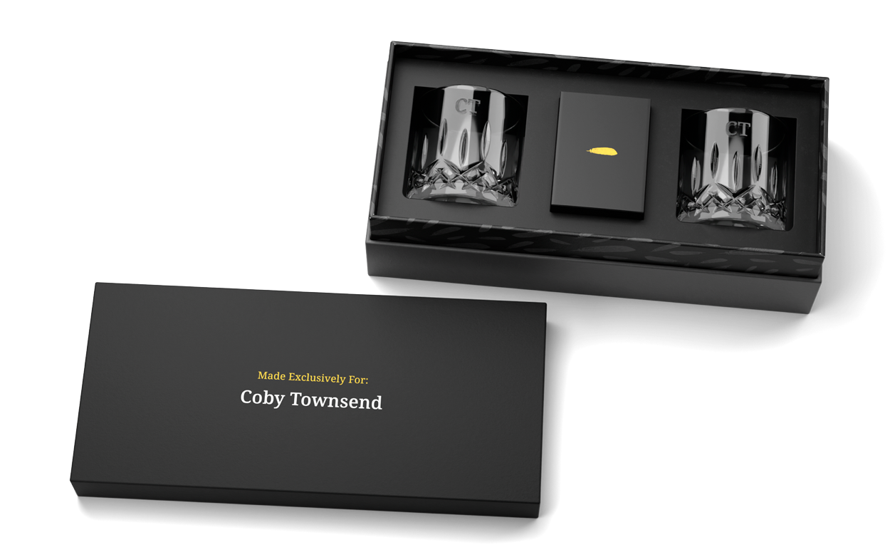 waterford crystal tumblers with custom designed playing cards