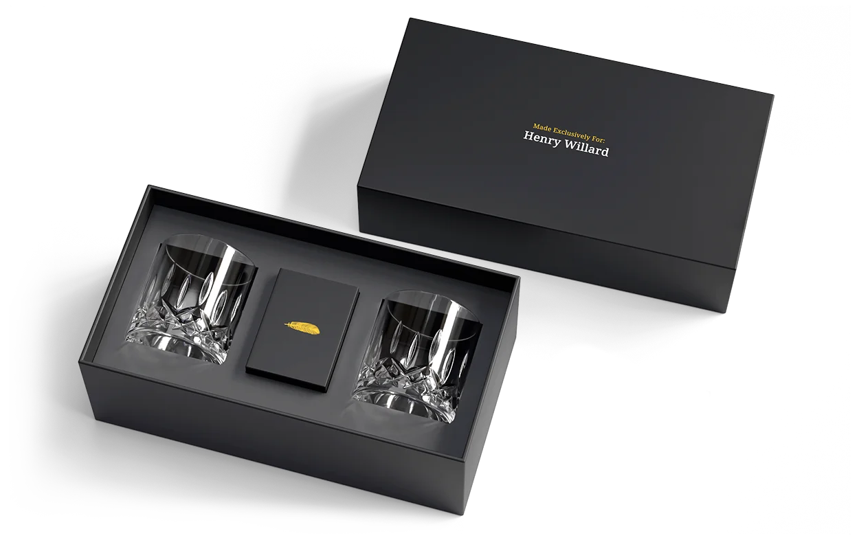 waterford crystal tumblers with custom designed playing cards